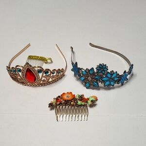Lot Of 3 Disney London Hair Tiaras Made Of Metal.
